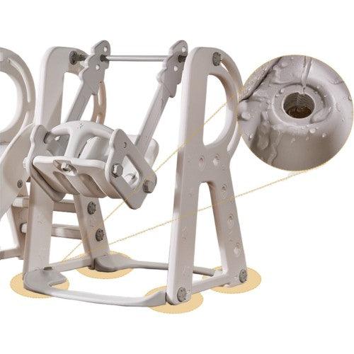 5-in-1 Kids Slide and Swing Set with Adjustable Hoop, Soccer Goal, Golf Hole for Indoor, Outdoor (White) - Toytexx 5-in-1 Kids Slide and Swing Set with Adjustable Hoop, Soccer Goal, Golf Hole for Indoor, Outdoor (White) - Toytexx